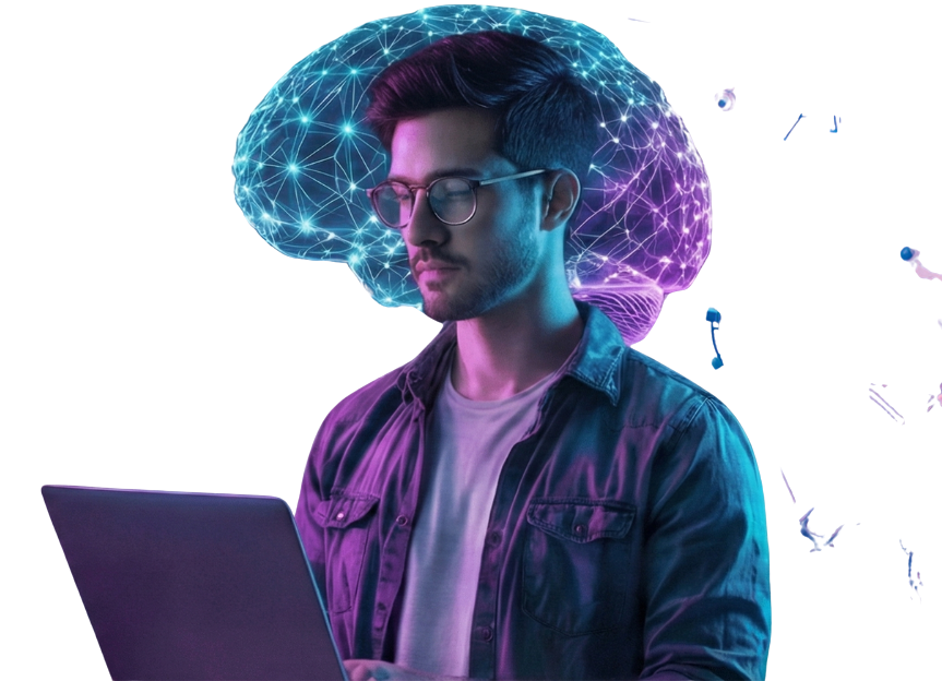 Desenvolvedor trabalhando com holograma